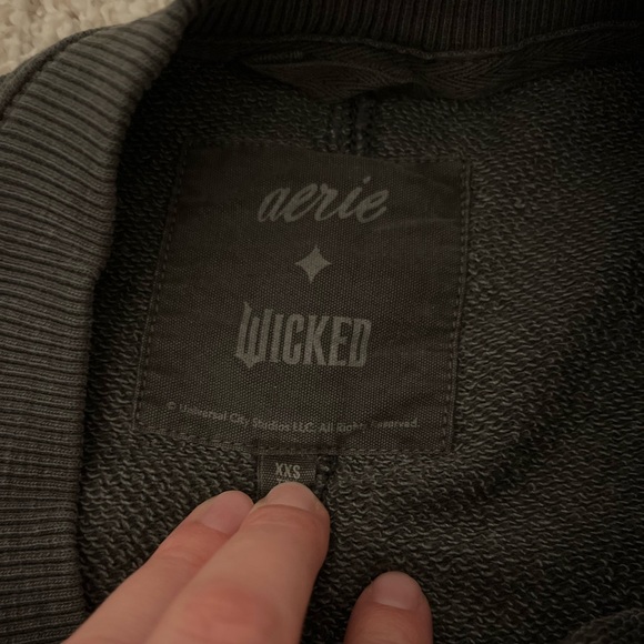 Aerie x Wicked Big Chill Crew Neck Women’s Sweatshirt Color Smoked Gray Size XXS - Picture 3 of 5
